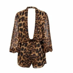 Influencer Style Jessica Bara Rory Long Sleeve Leopard Romper