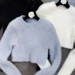 Jessica Bara Devon Long Sleeve Fuzzy Knitted Sweater