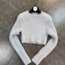 Jessica Bara Devon Long Sleeve Fuzzy Knitted Sweater