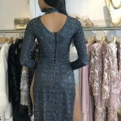 Jessica Bara Carolyn High Slit Long Sleeve Dress Influencer Style