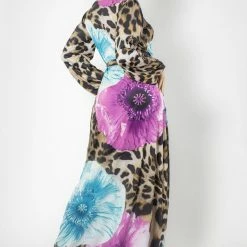 Baccio Couture Summer Lovin' Baccio Mimi Long Sleeve Leopard Maxi Dress