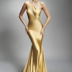 Nicole Bakti One Shoulder Cut Out Long Dress