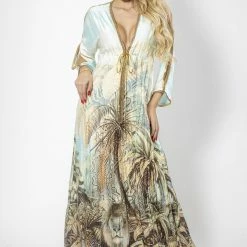 Baccio Couture Summer Lovin' Baccio Silk Crystal Printed Maxi Dress