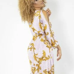 Baccio Couture Baccio Silk Long Sleeve Chain Print Mini Dress Summer Lovin'