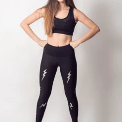 Active Fit Silver Lightning Bolts Legging