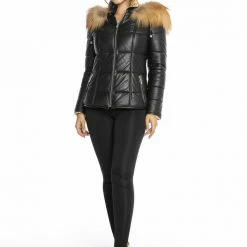 Luigi Long Sleeve Fur Puffer Jacket