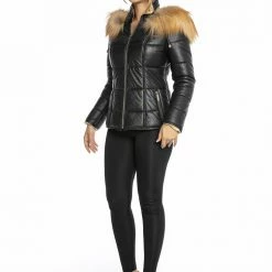 Luigi Long Sleeve Fur Puffer Jacket