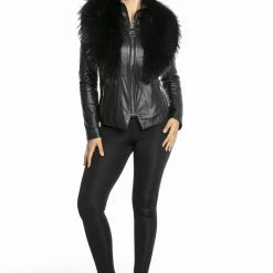 Outerwear Luigi Long Sleeve Fur Leather Jacket