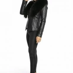 Outerwear Luigi Long Sleeve Fur Leather Jacket