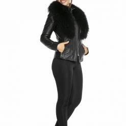 Outerwear Luigi Long Sleeve Fur Leather Jacket