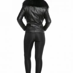 Outerwear Luigi Long Sleeve Fur Leather Jacket