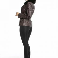 Luigi Long Sleeve Fur Collar Leather Belted Jacket