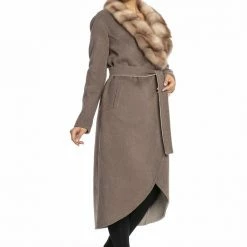 Luigi Long Sleeve Fur Collar Belted Coat