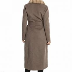 Luigi Long Sleeve Fur Collar Belted Coat