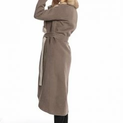 Luigi Long Sleeve Fur Collar Belted Coat