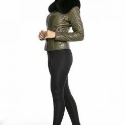 Luigi Long Sleeve Fur Collar Leather Jacket Reve Doll Essentials