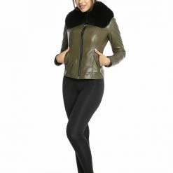 Luigi Long Sleeve Fur Collar Leather Jacket Reve Doll Essentials
