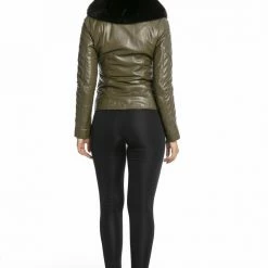 Luigi Long Sleeve Fur Collar Leather Jacket Reve Doll Essentials