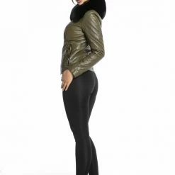 Luigi Long Sleeve Fur Collar Leather Jacket Reve Doll Essentials