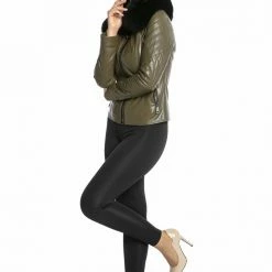 Luigi Long Sleeve Fur Collar Leather Jacket Reve Doll Essentials