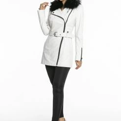 Reve Doll Essentials Luigi Long Sleeve Fur Collar Belted Leather Jacket