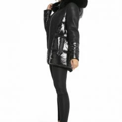Luigi Long Sleeve Fur Shiny Jacket
