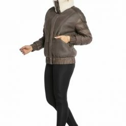 Luigi Long Sleeve Fur Collar Bomber Jacket