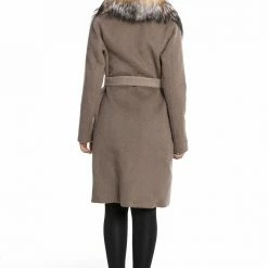Luigi Long Sleeve Fur Collar Belted Coat