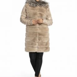 Luigi Long Sleeve Fur Hooded Coat