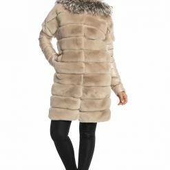 Luigi Long Sleeve Fur Hooded Coat