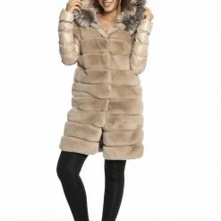 Luigi Long Sleeve Fur Hooded Coat