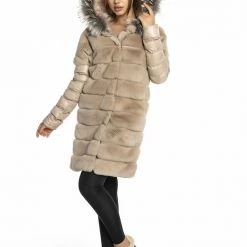 Luigi Long Sleeve Fur Hooded Coat