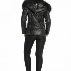 Luigi Long Sleeve Fur Leopard Leather Jacket Reve Doll Essentials