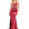 Baccio Couture Baccio Lucy Painted Caviar Velvet Long Dress Dresses