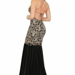 Baccio Couture Baccio Maluz Painted Caviar Velvet Long Dress