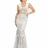 Baccio Couture Baccio Sussy Painted Caviar Velvet Long Dress Dresses