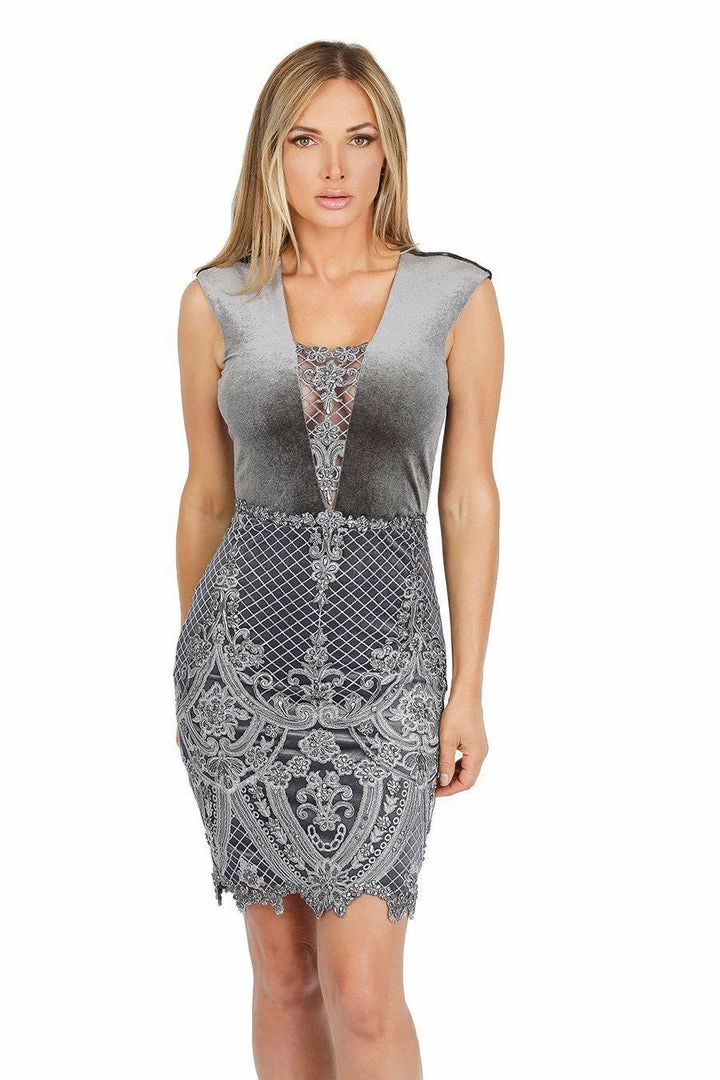 Baccio Couture Dresses Baccio Sussy Painted Caviar Velvet Short Dress