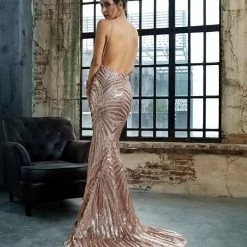 Jessica Bara Esmeralda V Neck Sequin Gown Best Sellers