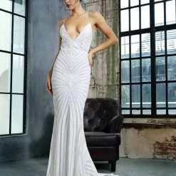 Jessica Bara Esmeralda V Neck Sequin Gown Best Sellers