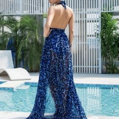 Jessica Bara Mila Halter Neck High Slit Maxi Dress