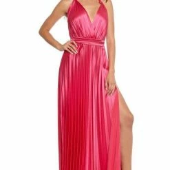 Nicole Bakti High Slit Plunge Neckline Dress The Event Shop