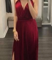 Nicole Bakti High Slit Plunge Neckline Dress The Event Shop