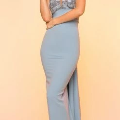 Nicole Bakti Long Floral Lace Open Back Dress Dresses