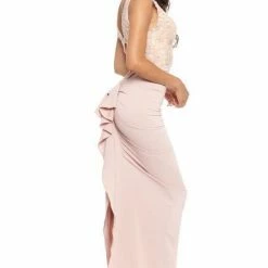 Nicole Bakti Long Plunge Cutout Back Dress