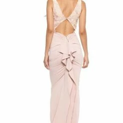 Nicole Bakti Long Plunge Cutout Back Dress