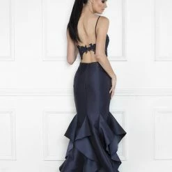 Nicole Bakti Long Ruffle Back Gown Dresses