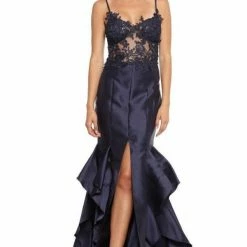 Nicole Bakti Long Ruffle Back Gown Dresses