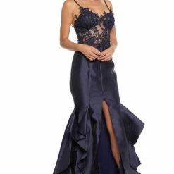 Nicole Bakti Long Ruffle Back Gown Dresses