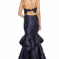 Nicole Bakti Long Ruffle Back Gown Dresses
