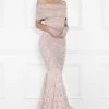 Nicole Bakti Off Shoulder Embellished Lace Gown Dresses